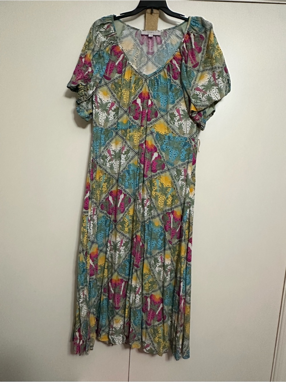 Loft Tropical Tiled Midi Dress